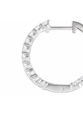 14K Yellow Gold 1 CTW Lab-Grown Diamond Inside-Outside Hinged 19.3 mm Hoop Earrings