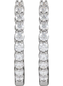 14K Yellow Gold 1 CTW Lab-Grown Diamond Inside-Outside Hinged 19.3 mm Hoop Earrings