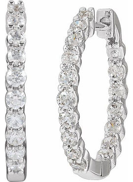 14K Yellow Gold 1 CTW Lab-Grown Diamond Inside-Outside Hinged 19.3 mm Hoop Earrings