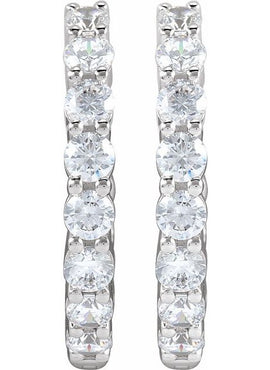 14K Yellow Gold 1 CTW Lab-Grown Diamond Inside-Outside Hinged 19.3 mm Hoop Earrings