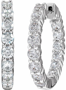14K Yellow Gold 1 CTW Lab-Grown Diamond Inside-Outside Hinged 19.3 mm Hoop Earrings