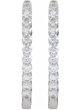 14K Yellow Gold 1 CTW Lab-Grown Diamond Inside-Outside Hinged 19.3 mm Hoop Earrings