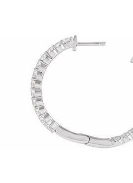 14K Yellow Gold 1 CTW Lab-Grown Diamond Inside-Outside Hinged 19.3 mm Hoop Earrings