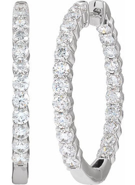 14K Yellow Gold 1 CTW Lab-Grown Diamond Inside-Outside Hinged 19.3 mm Hoop Earrings