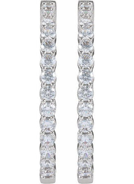 14K Yellow Gold 1 CTW Lab-Grown Diamond Inside-Outside Hinged 19.3 mm Hoop Earrings