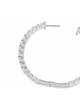 14K Yellow Gold 1 CTW Lab-Grown Diamond Inside-Outside Hinged 19.3 mm Hoop Earrings