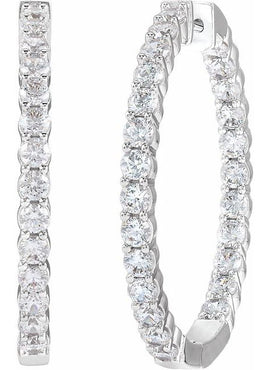 14K Yellow Gold 1 CTW Lab-Grown Diamond Inside-Outside Hinged 19.3 mm Hoop Earrings