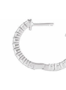 14K Yellow Gold 1 CTW Lab-Grown Diamond Inside-Outside Hinged 19.3 mm Hoop Earrings