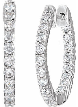 14K Yellow Gold 1 CTW Lab-Grown Diamond Inside-Outside Hinged 19.3 mm Hoop Earrings