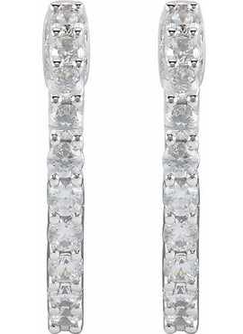14K Yellow Gold 1 CTW Lab-Grown Diamond Inside-Outside Hinged 19.3 mm Hoop Earrings