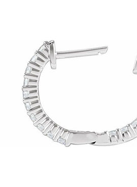 14K Yellow Gold 1 CTW Lab-Grown Diamond Inside-Outside Hinged 19.3 mm Hoop Earrings