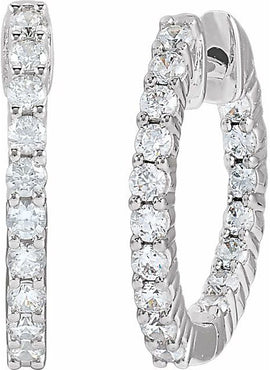 14K Yellow Gold 1 CTW Lab-Grown Diamond Inside-Outside Hinged 19.3 mm Hoop Earrings