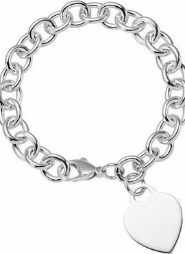 Sterling Silver Engravable Heart Charm 7 1/2
