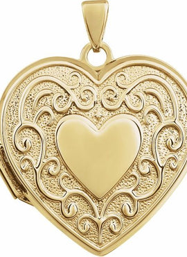 14K Yellow Gold Engravable Heart Locket