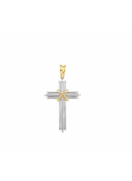 14K White/Yellow Gold 36.75x24.5 mm Cross Pendant
