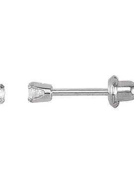 14K White Gold 2 mm Imitation White Cubic Zirconia Inverness® Piercing Stud Earrings