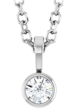 Sterling Silver .06 CT Natural Diamond Bezel-Set Solitaire Pendant