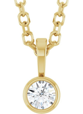Sterling Silver .06 CT Natural Diamond Bezel-Set Solitaire Pendant