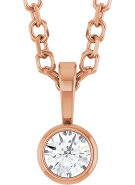 Sterling Silver .06 CT Natural Diamond Bezel-Set Solitaire Pendant