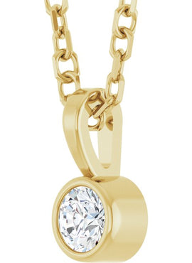 Sterling Silver .06 CT Natural Diamond Bezel-Set Solitaire Pendant