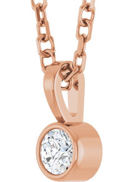 Sterling Silver .06 CT Natural Diamond Bezel-Set Solitaire Pendant
