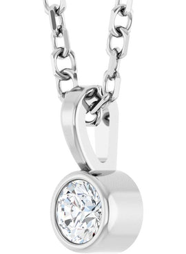 Sterling Silver .06 CT Natural Diamond Bezel-Set Solitaire Pendant