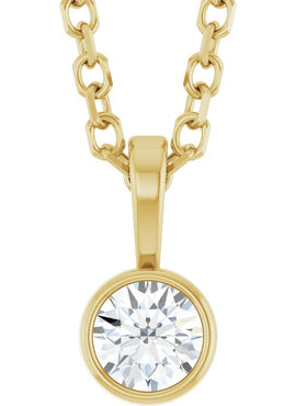 Sterling Silver .06 CT Natural Diamond Bezel-Set Solitaire Pendant