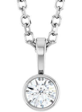 Sterling Silver .06 CT Natural Diamond Bezel-Set Solitaire Pendant