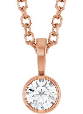 Sterling Silver .06 CT Natural Diamond Bezel-Set Solitaire Pendant