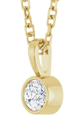 Sterling Silver .06 CT Natural Diamond Bezel-Set Solitaire Pendant