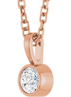 Sterling Silver .06 CT Natural Diamond Bezel-Set Solitaire Pendant