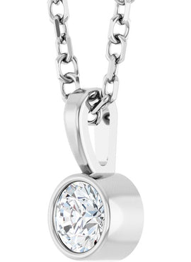 Sterling Silver .06 CT Natural Diamond Bezel-Set Solitaire Pendant