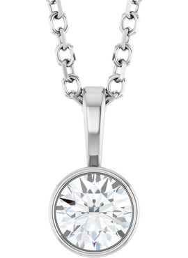 Sterling Silver .06 CT Natural Diamond Bezel-Set Solitaire Pendant