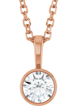 Sterling Silver .06 CT Natural Diamond Bezel-Set Solitaire Pendant