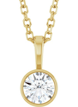 Sterling Silver .06 CT Natural Diamond Bezel-Set Solitaire Pendant
