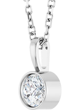 Sterling Silver .06 CT Natural Diamond Bezel-Set Solitaire Pendant