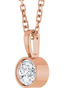 Sterling Silver .06 CT Natural Diamond Bezel-Set Solitaire Pendant