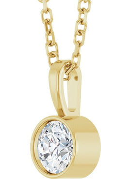 Sterling Silver .06 CT Natural Diamond Bezel-Set Solitaire Pendant
