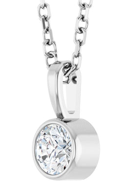 Sterling Silver .06 CT Natural Diamond Bezel-Set Solitaire Pendant