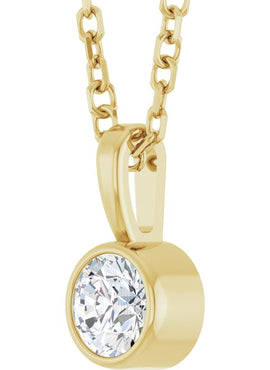 Sterling Silver .06 CT Natural Diamond Bezel-Set Solitaire Pendant