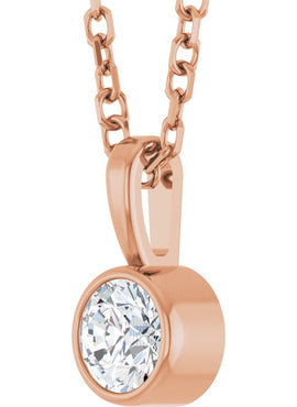 Sterling Silver .06 CT Natural Diamond Bezel-Set Solitaire Pendant