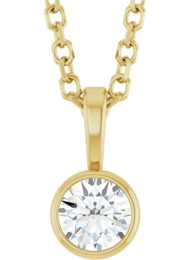 Sterling Silver .06 CT Natural Diamond Bezel-Set Solitaire Pendant