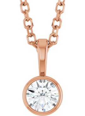 Sterling Silver .06 CT Natural Diamond Bezel-Set Solitaire Pendant