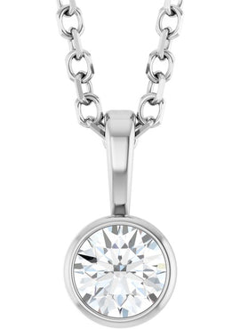 Sterling Silver .06 CT Natural Diamond Bezel-Set Solitaire Pendant