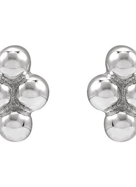 14K White Gold 4 Beads Stud Earrings