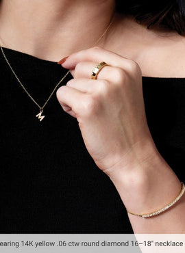 14K Yellow Gold .05 CTW Natural Diamond Petite Initial A 16-18