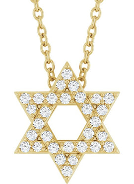 14K Yellow Gold 1/10 CTW Natural Diamond Star of David Pendant