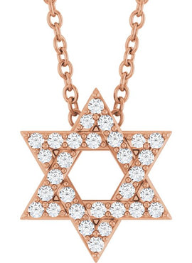14K Yellow Gold 1/10 CTW Natural Diamond Star of David Pendant