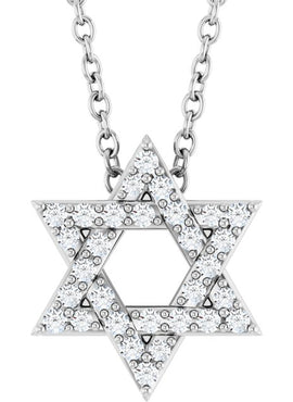 14K Yellow Gold 1/10 CTW Natural Diamond Star of David Pendant