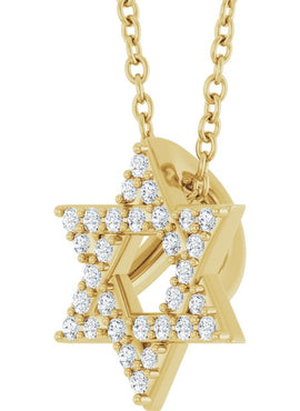 14K Yellow Gold 1/10 CTW Natural Diamond Star of David Pendant